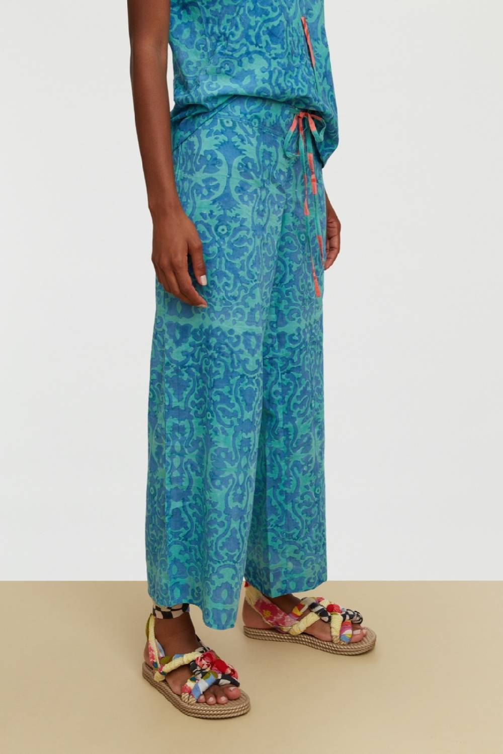 Lisa Corti pantalone cabana damask design blue