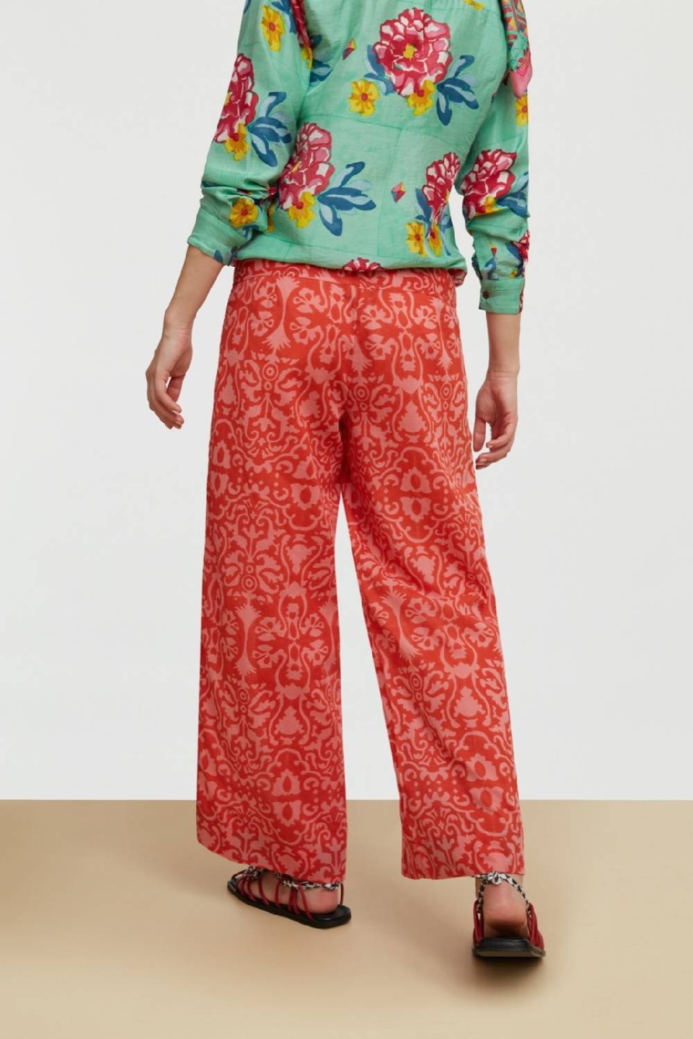 Lisa Corti Pantalone Cabana Damask Design Red