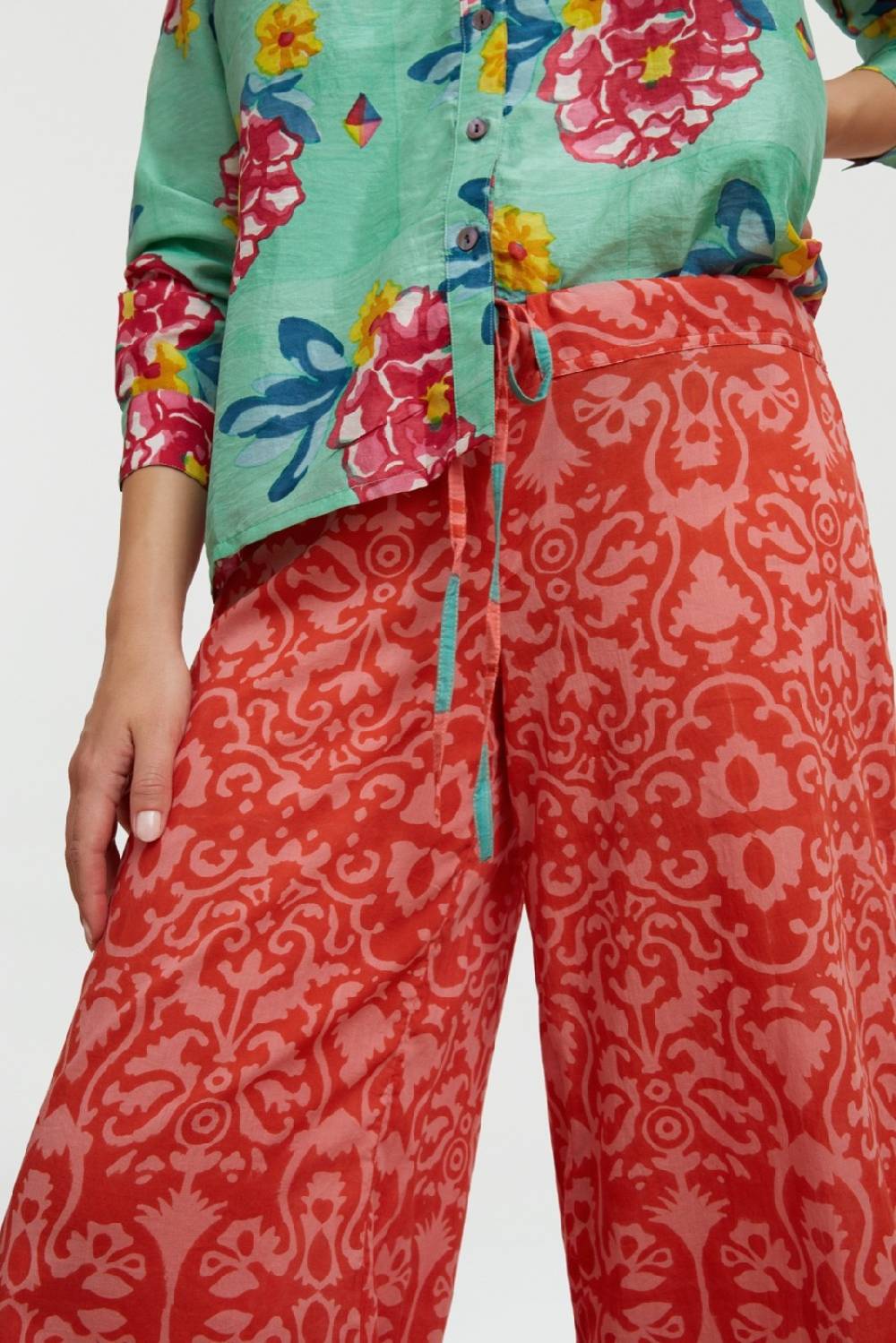 Lisa Corti Pantalone Cabana Damask Design Red