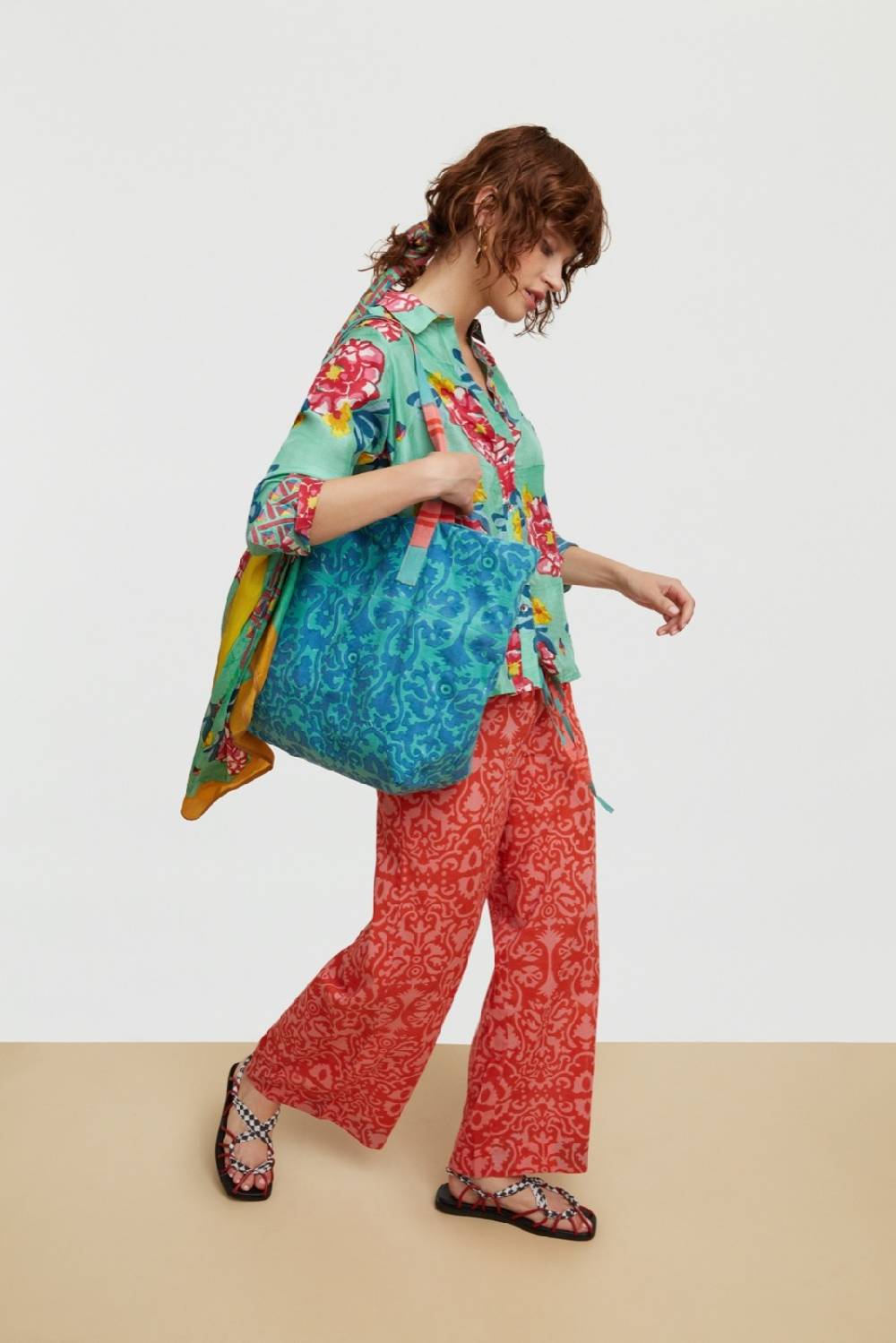 Lisa Corti Pantalone Cabana Damask Design Red