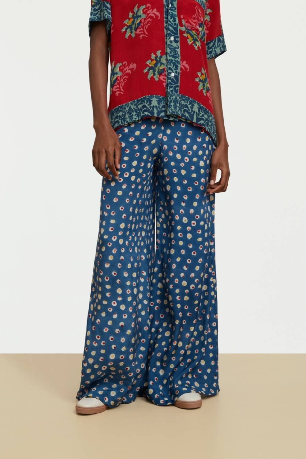 Lisa Corti pantalone evelyn bukhara dots teal