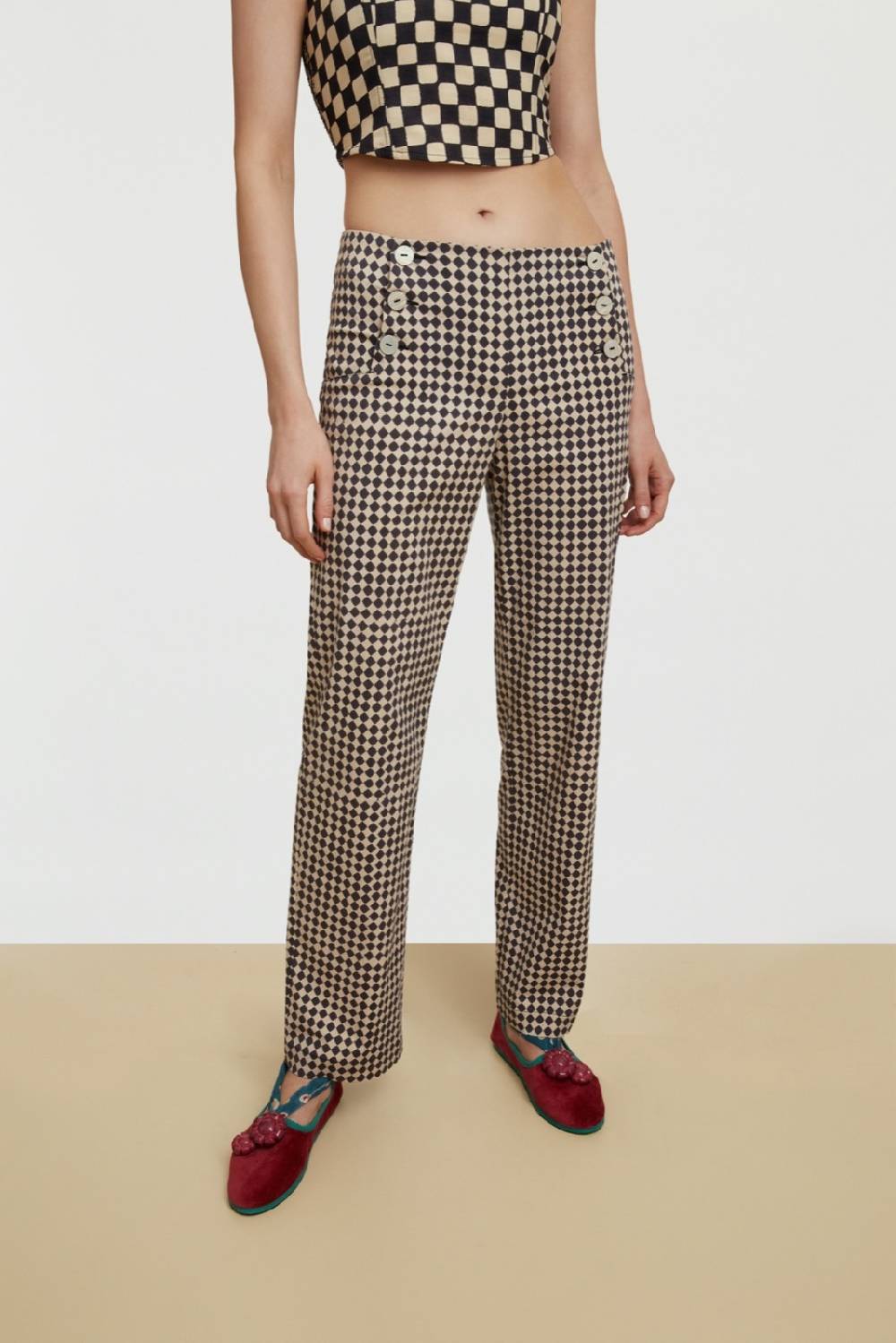 Lisa Corti Pantalone Marinara Diamond Check Black