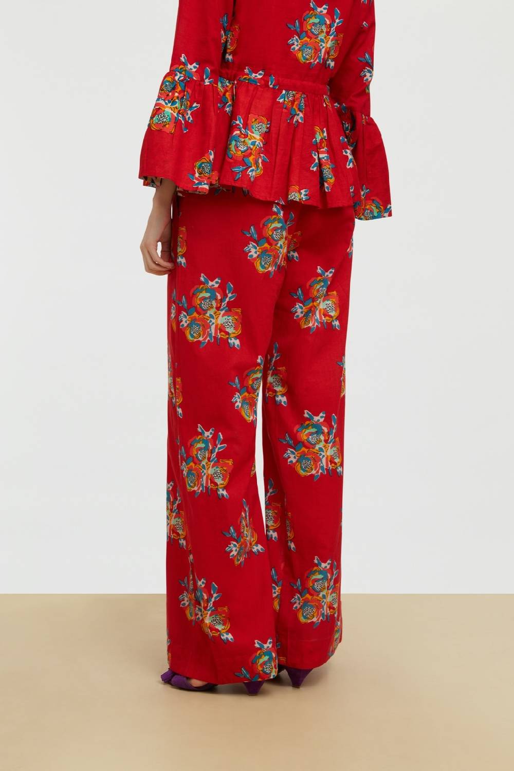 Lisa Corti Pantalone Myanmar Cubist Rose Red