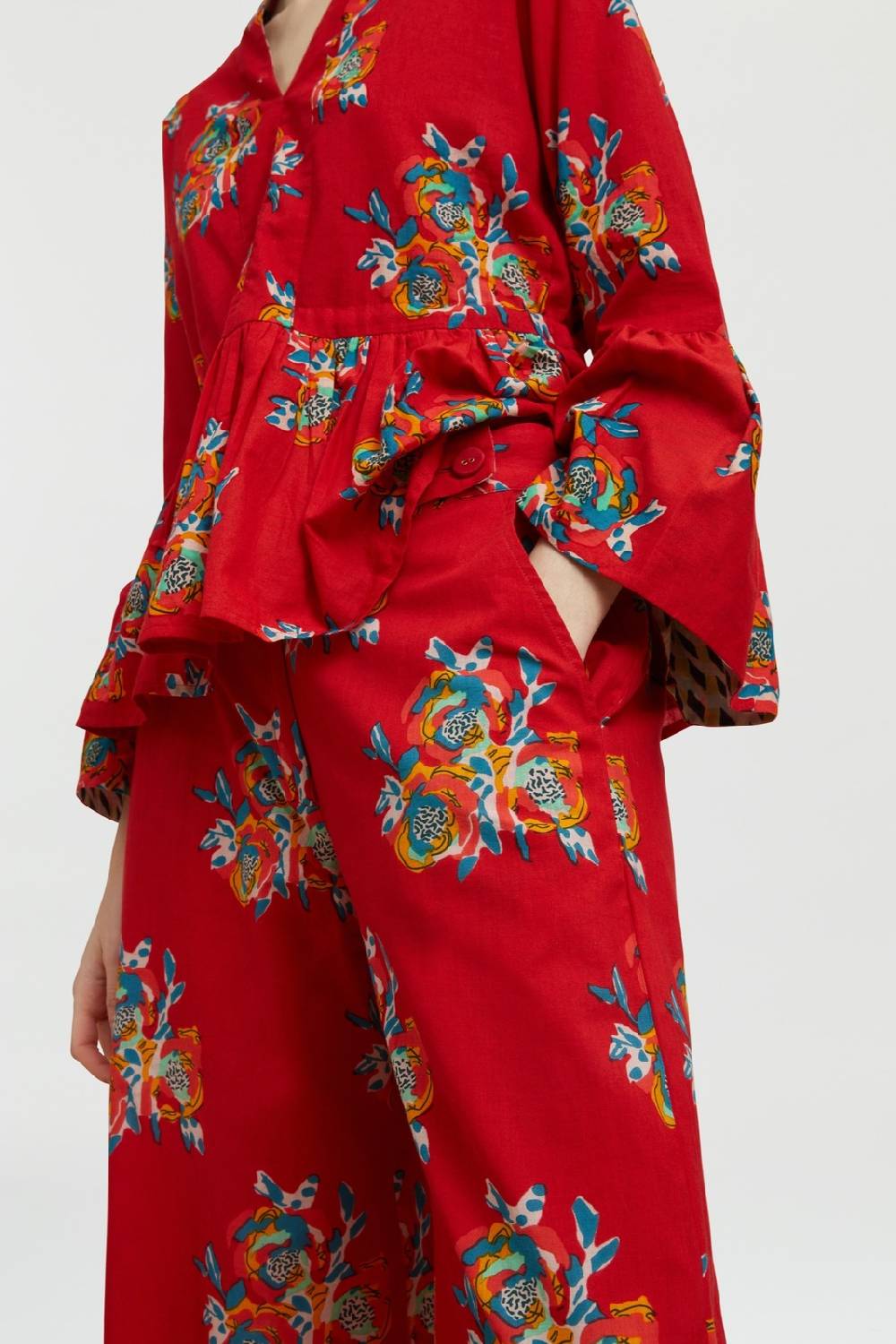Lisa Corti Pantalone Myanmar Cubist Rose Red