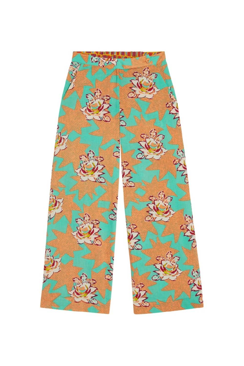 Lisa Corti Pantalone Myanmar Star Flower Aqua