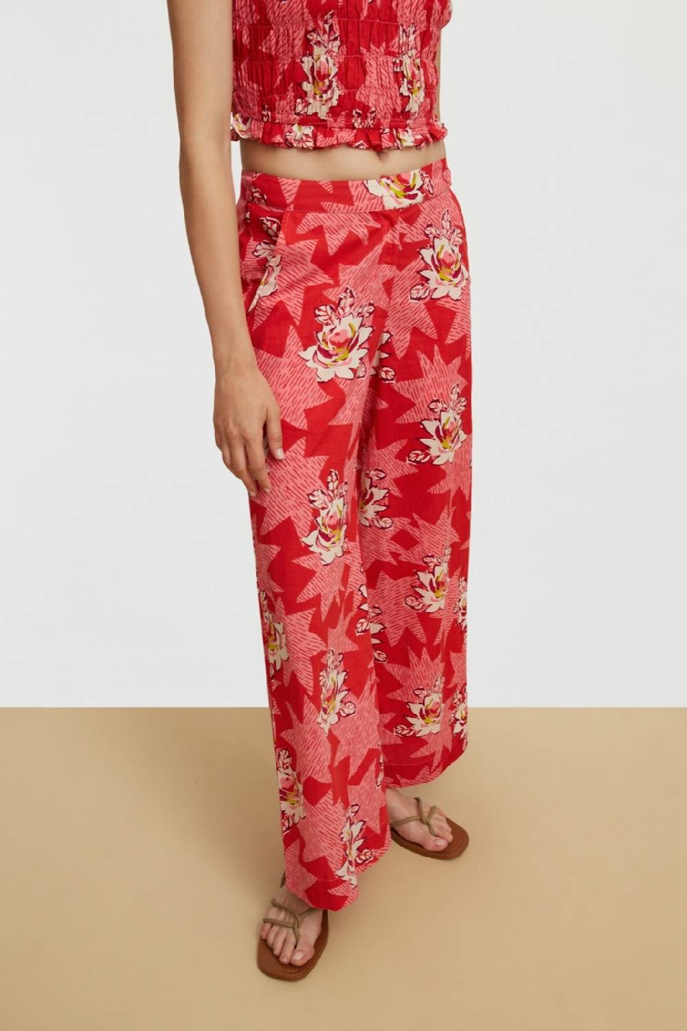 Lisa Corti pantalone myanmar star flower red