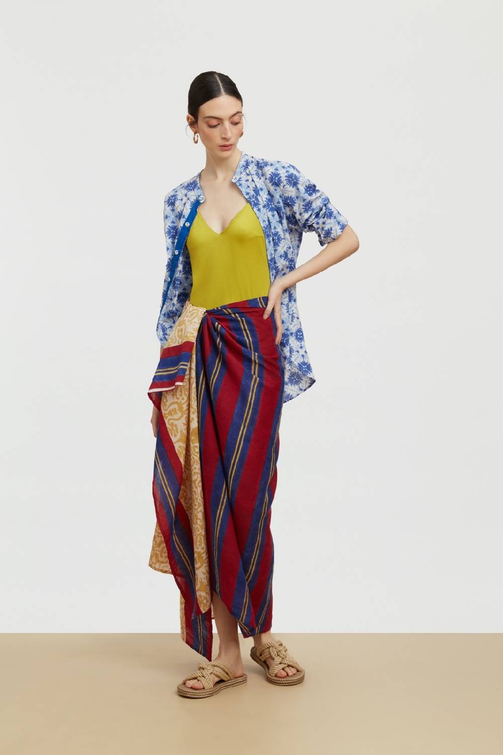 Lisa Corti pareo damask stripes chutney