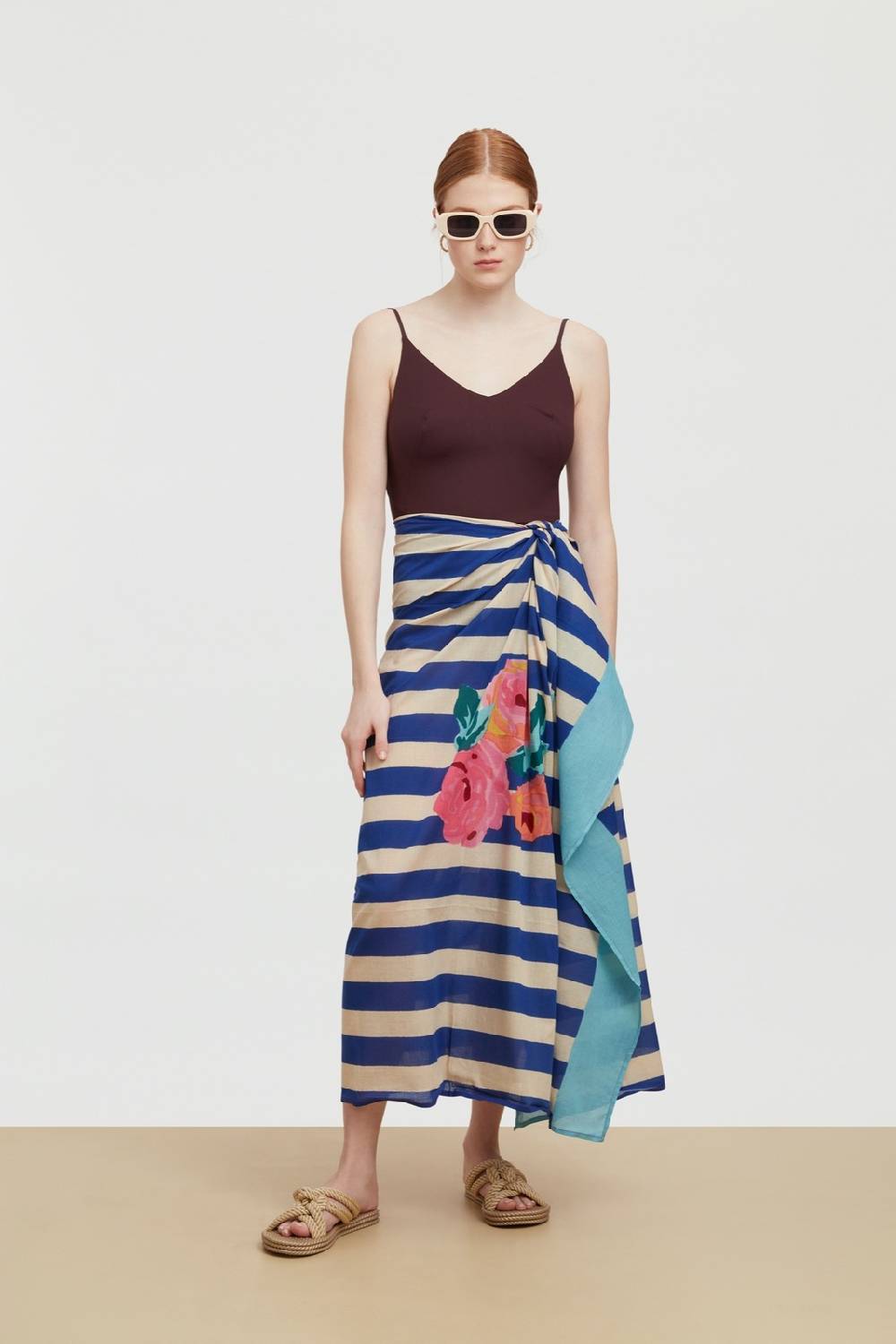 Lisa Corti pareo nizam stripes blue natural