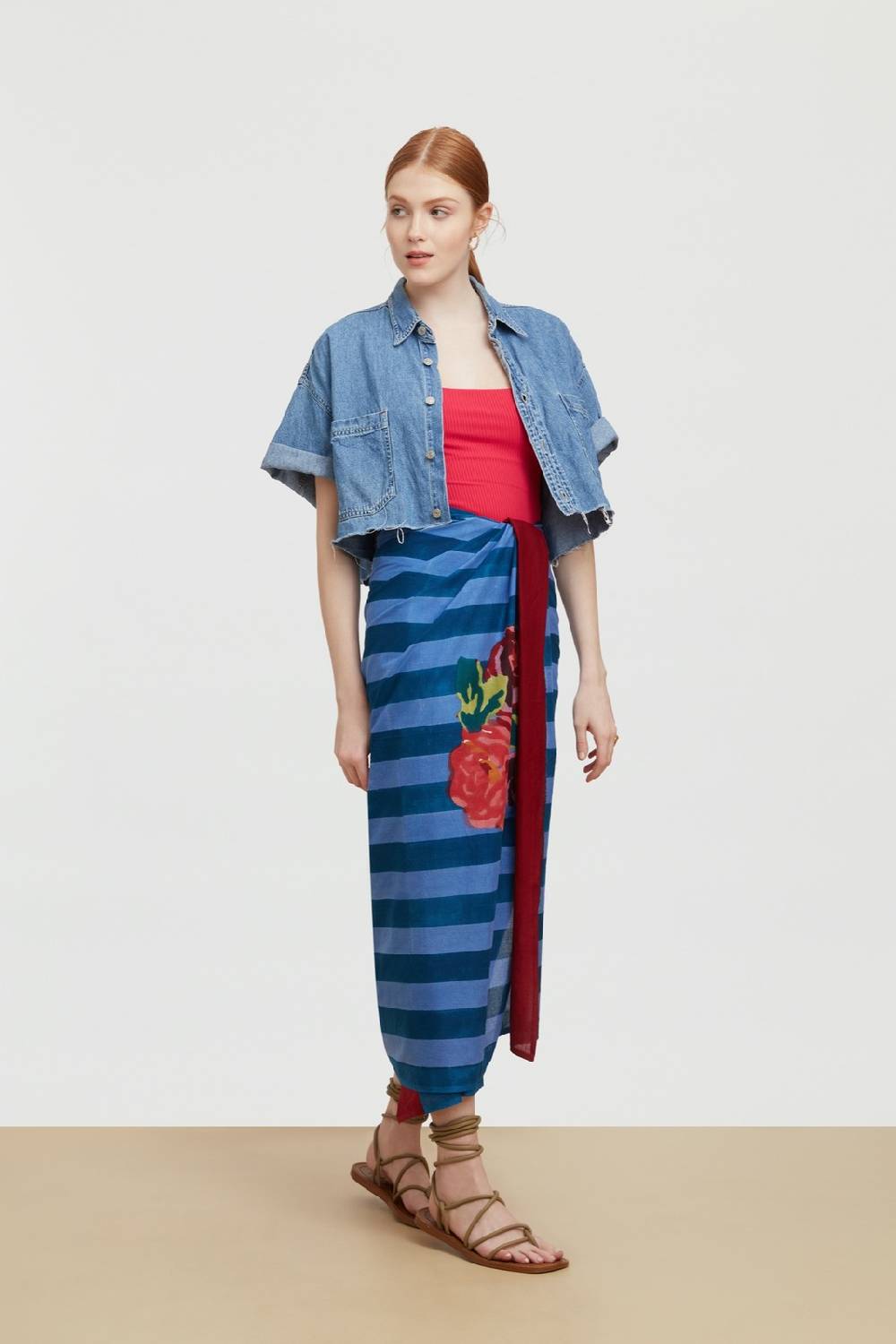 Lisa Corti pareo nizam stripes ferozi sugar