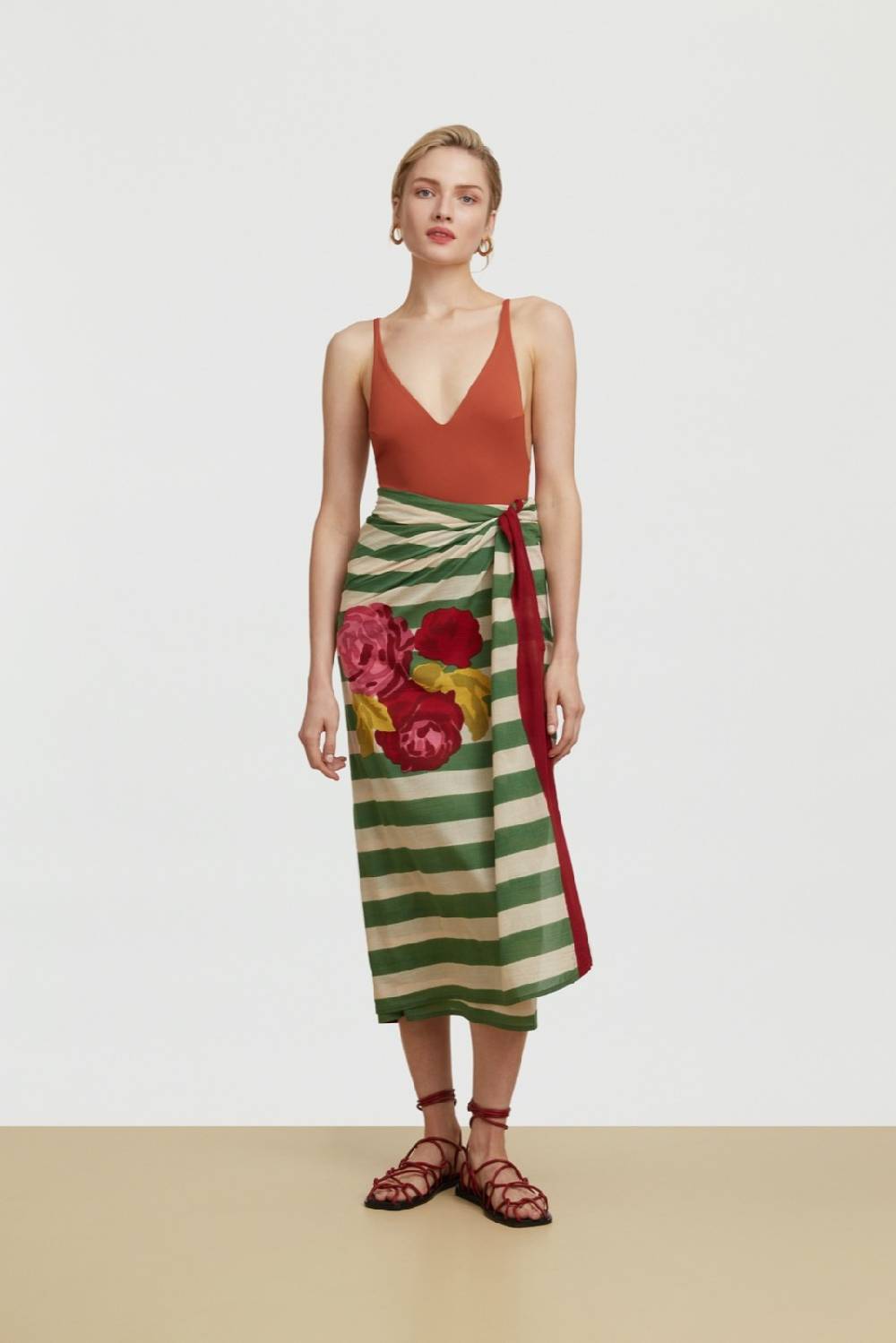 Lisa Corti pareo nizam stripes green natural