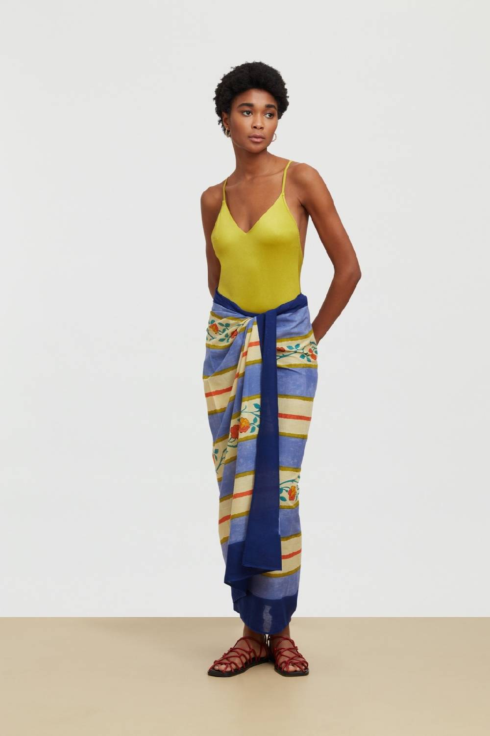 Lisa Corti pareo varanasi stripes pervinch