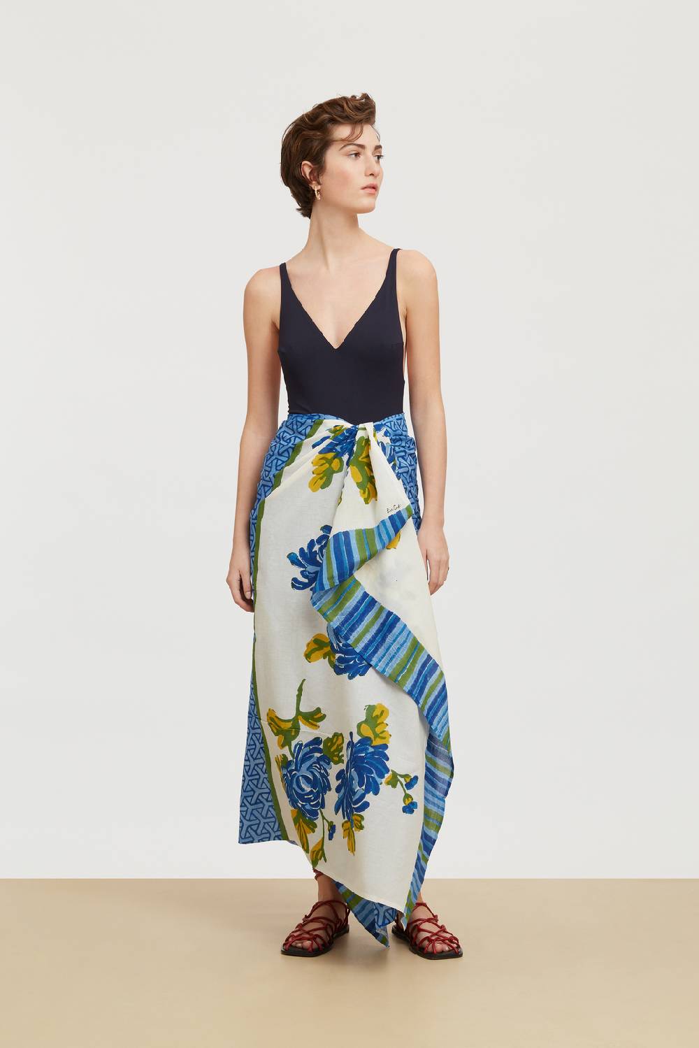 Lisa Corti pareo vienna blue cream