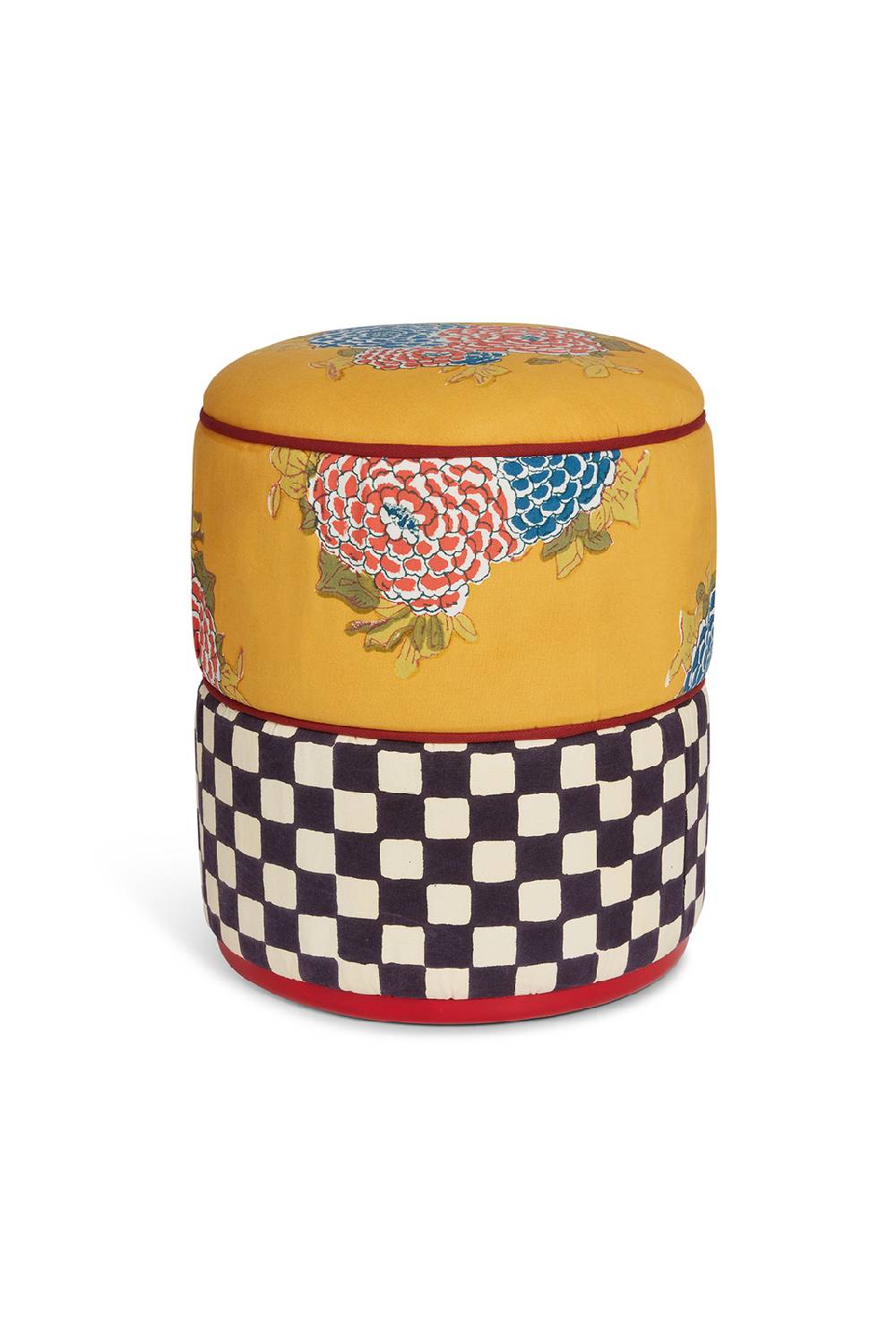 Lisa Corti pouf corolla gold big check black white