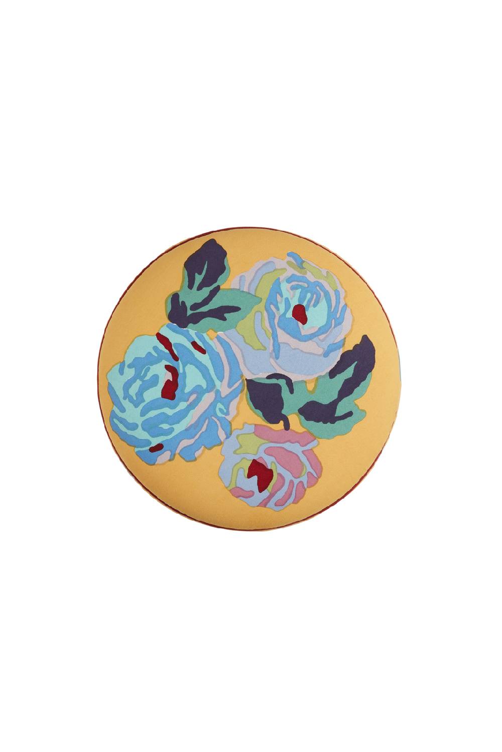 Lisa Corti Pouf Nizam Mustard Stripes Blue Natural