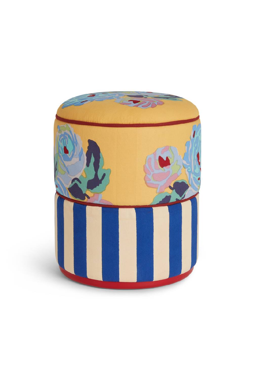 Lisa Corti pouf nizam mustard stripes blue natural