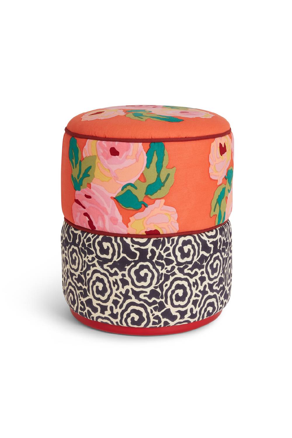 Lisa Corti pouf nizam red spiral black white