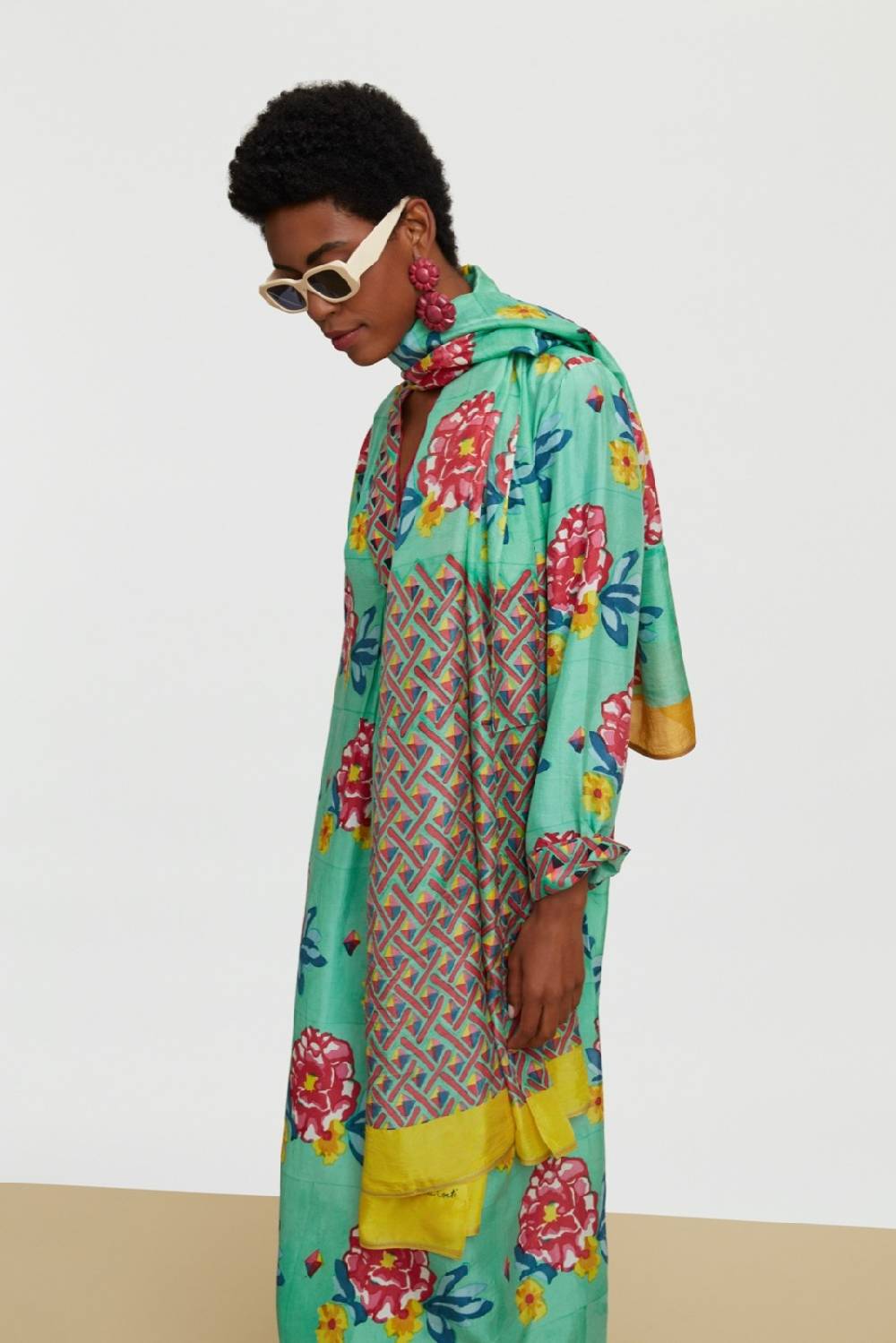 Lisa Corti scialle seta 100x200cm ramye aqua