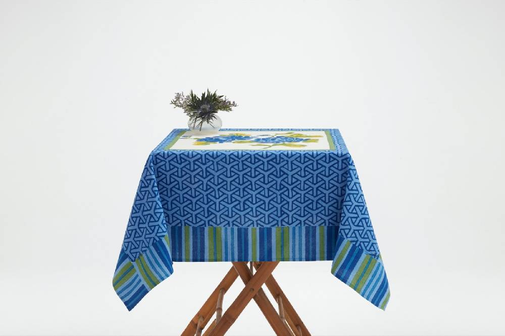 Lisa Corti Telo Cotone 110x110cm Vienna Blue Cream