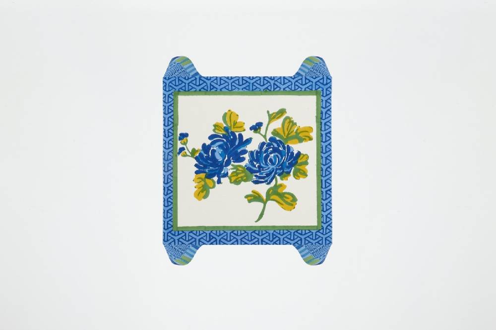 Lisa Corti Telo Cotone 110x110cm Vienna Blue Cream