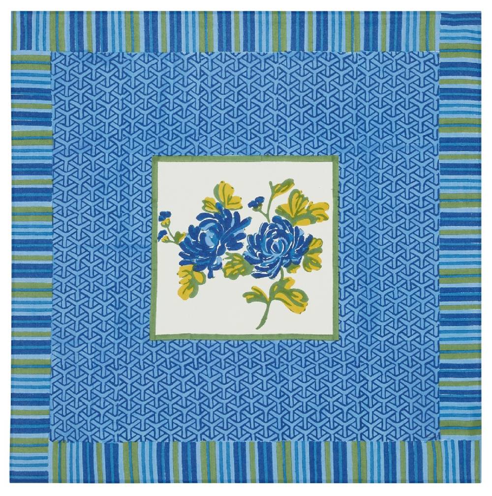 Lisa Corti telo cotone 110x110cm vienna blue cream