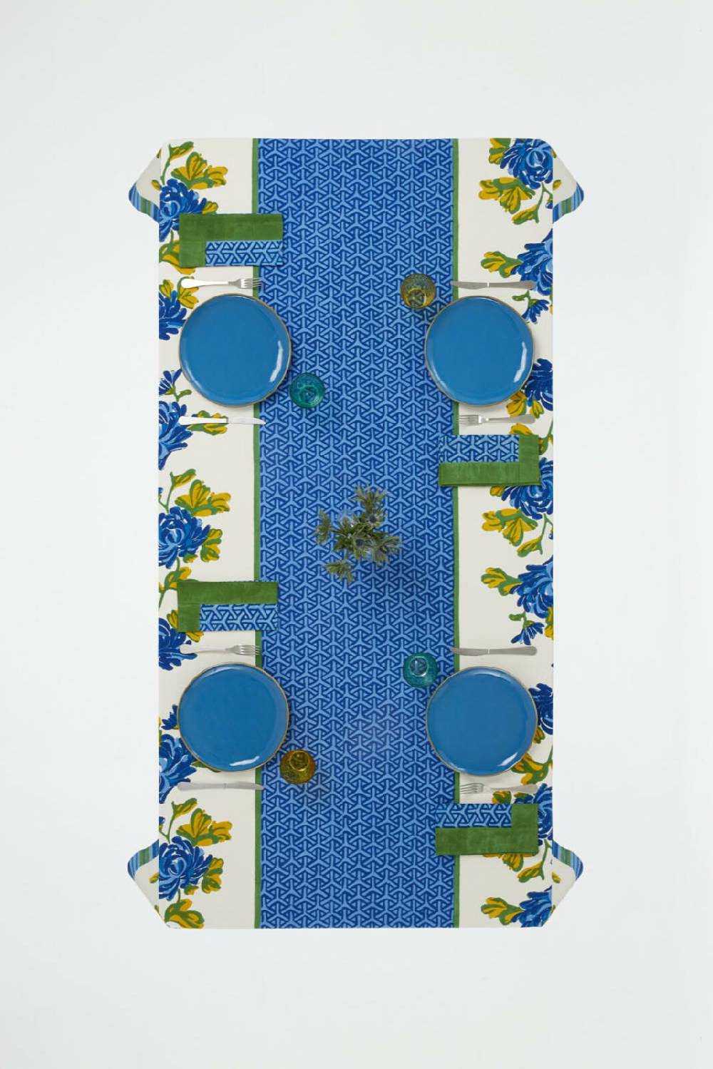 Lisa Corti Telo Cotone 140x240cm Vienna Blue Cream