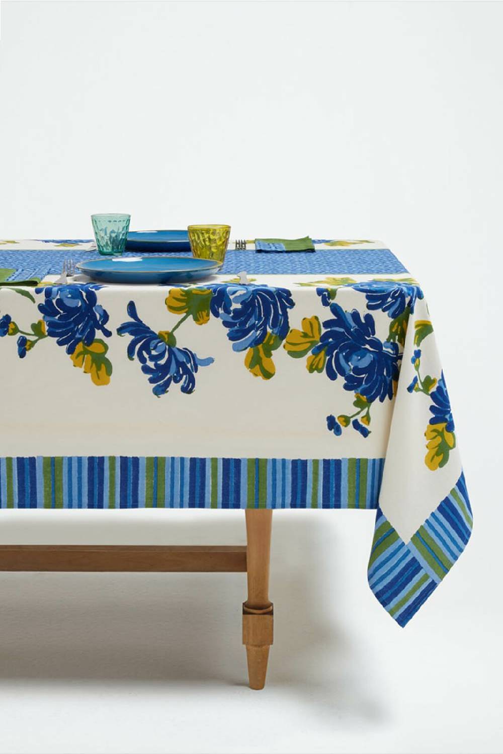 Lisa Corti Telo Cotone 180x180cm Vienna Blue Cream