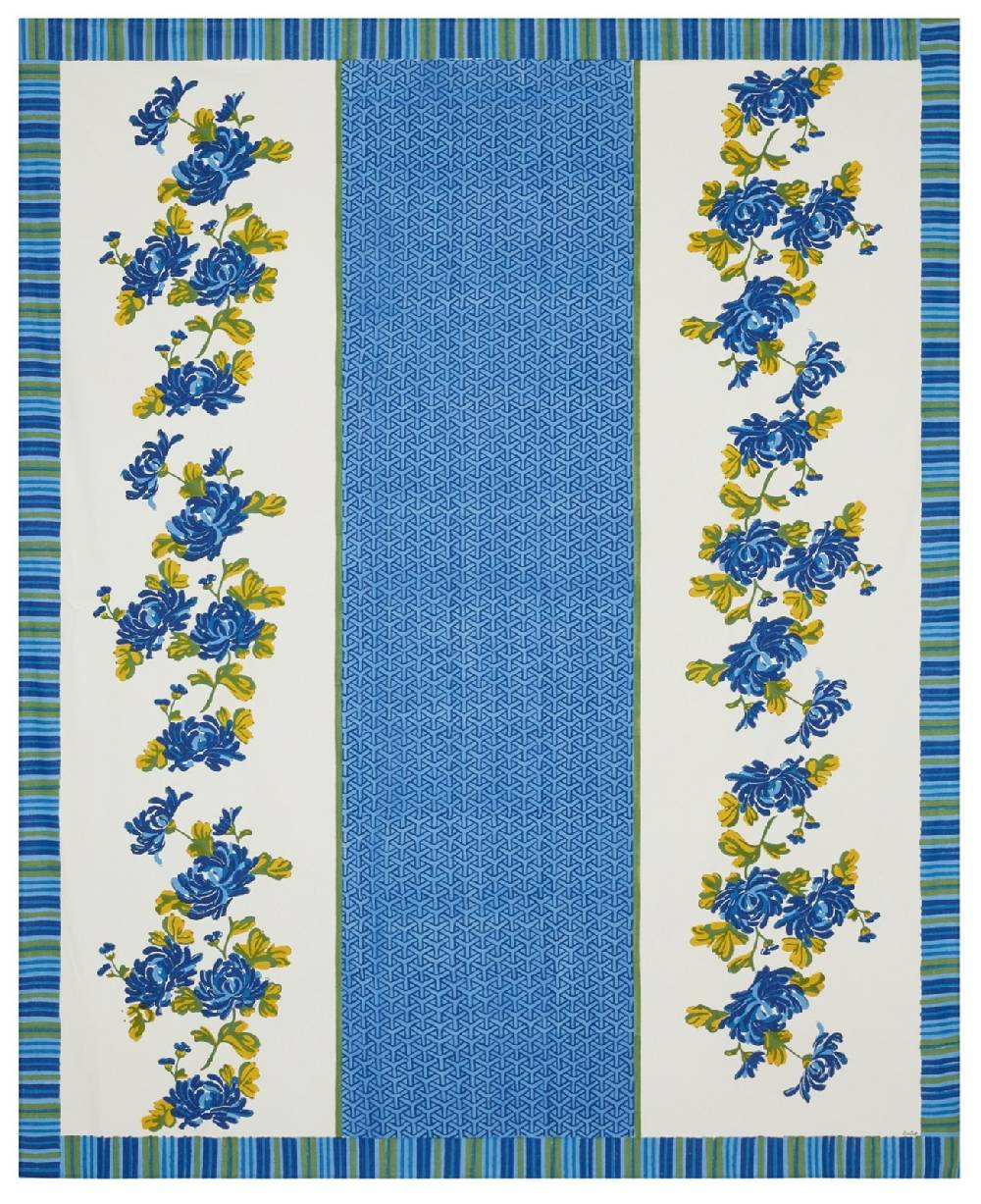 Lisa Corti Telo Cotone 220x270cm Vienna Blue Cream