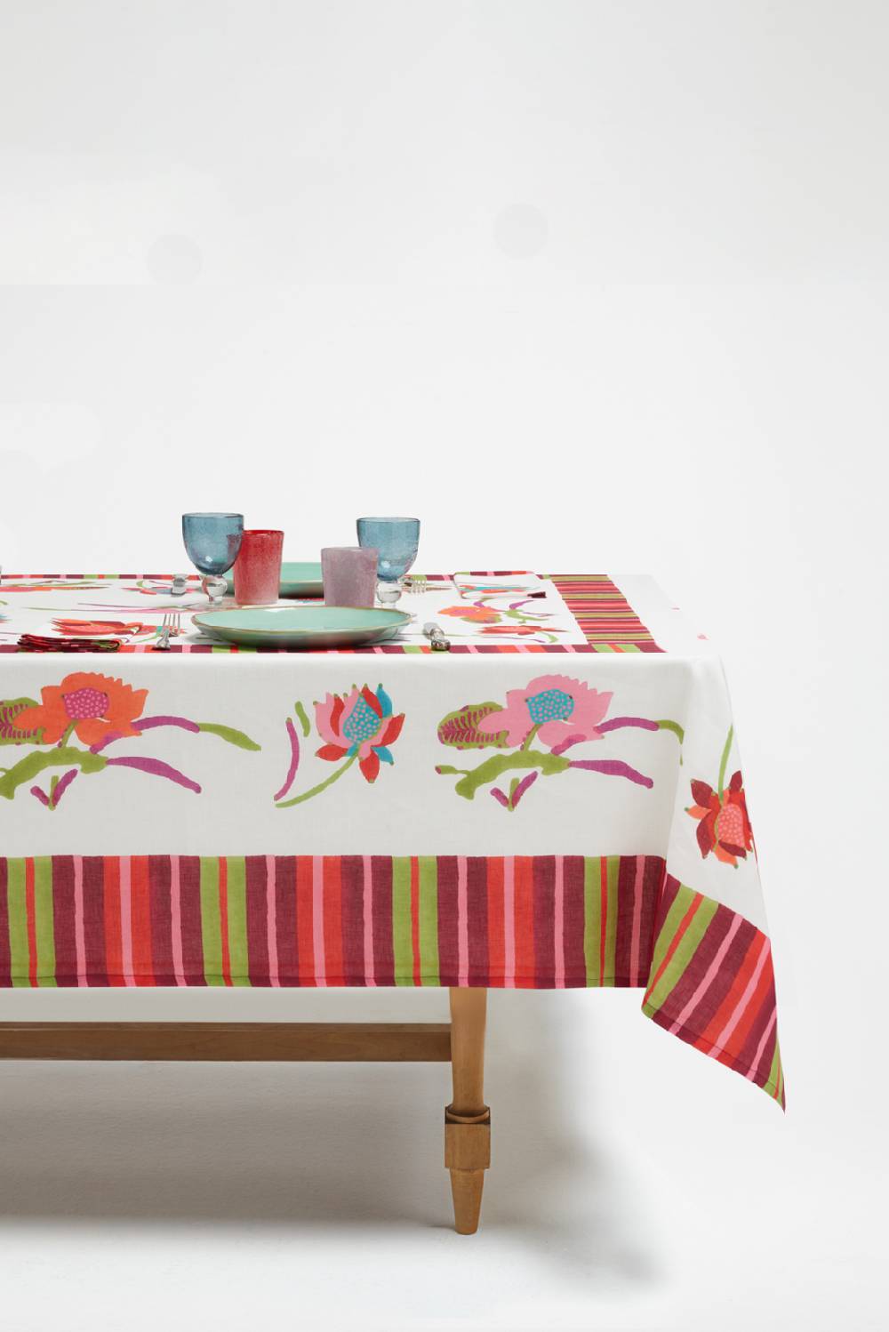 Lisa Corti Telo Lino 140x240cm Japanese White Red