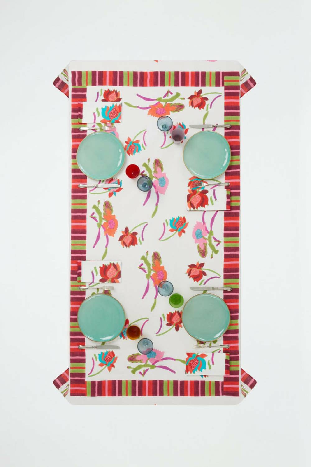 Lisa Corti Telo Lino 180x270cm Japanese White Red