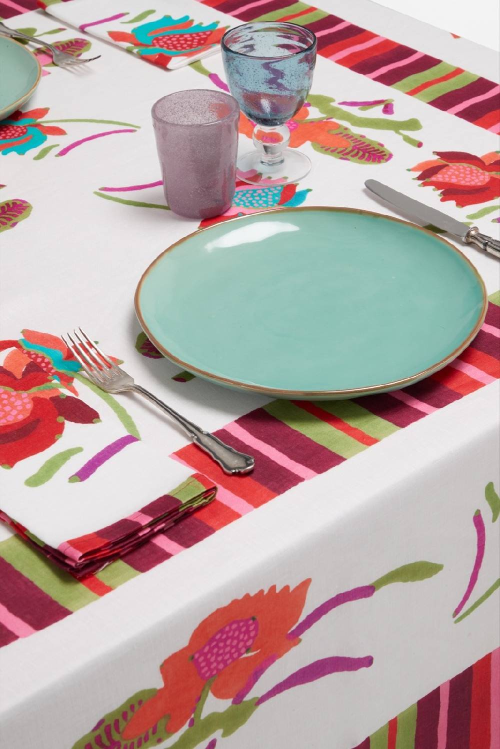 Lisa Corti Telo Lino 180x270cm Japanese White Red