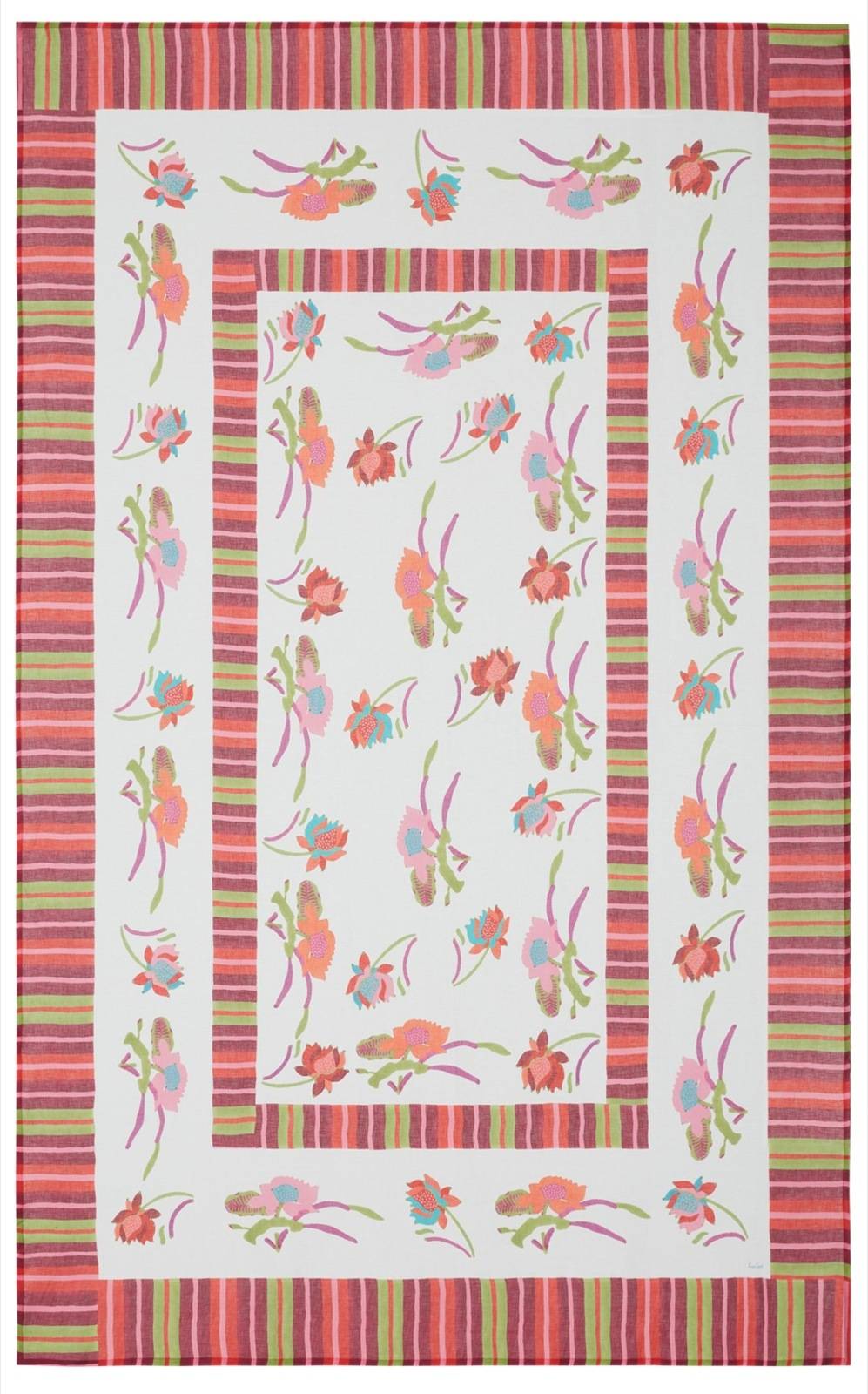 Lisa Corti telo lino 180x270cm japanese white red