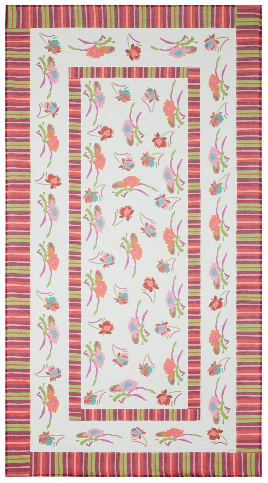 Lisa Corti telo lino 180x350cm japanese white red