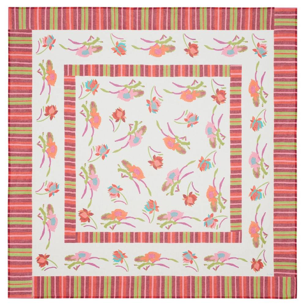 Lisa Corti telo lino 220x220cm japanese white red