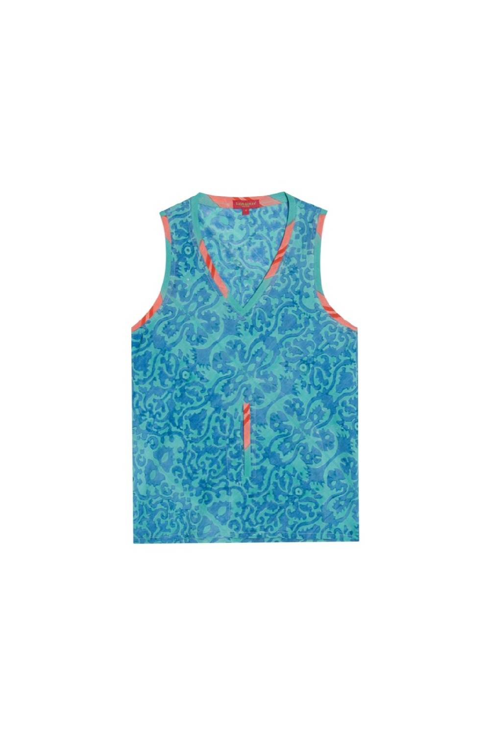 Lisa Corti Top Banyan Damask Design Blue