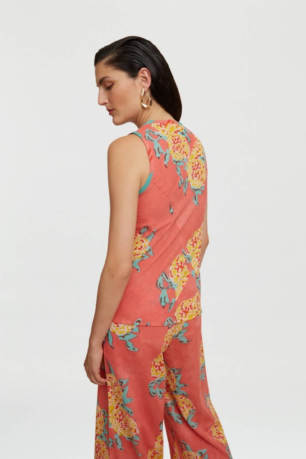 Lisa Corti Top Banyan Leopard Flower Old Pink