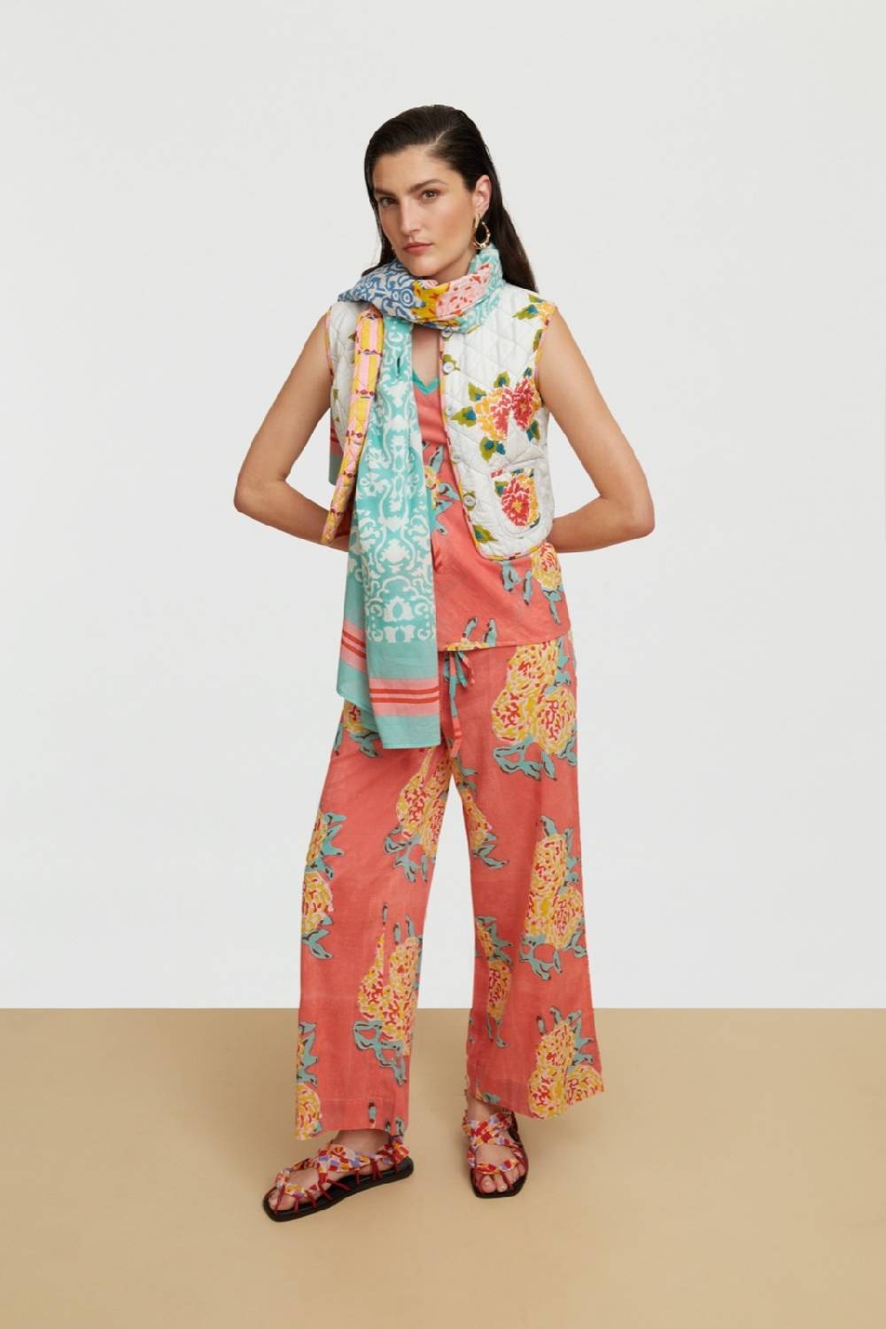 Lisa Corti Top Banyan Leopard Flower Old Pink