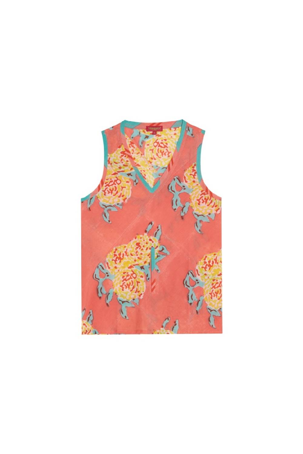 Lisa Corti Top Banyan Leopard Flower Old Pink