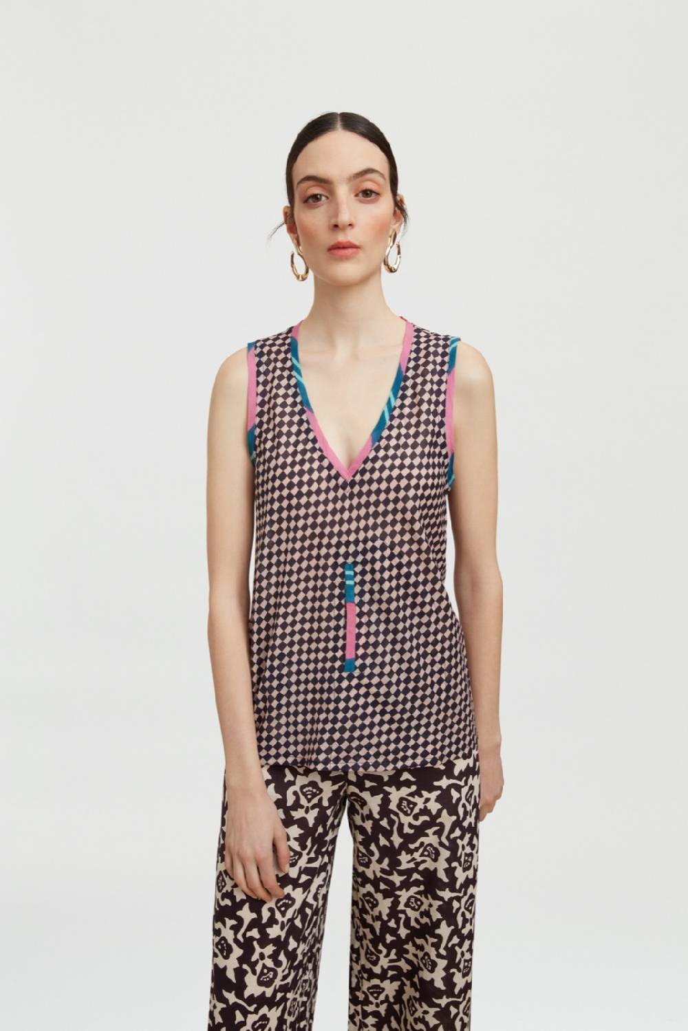 Lisa Corti top banyan tibet check payne butter