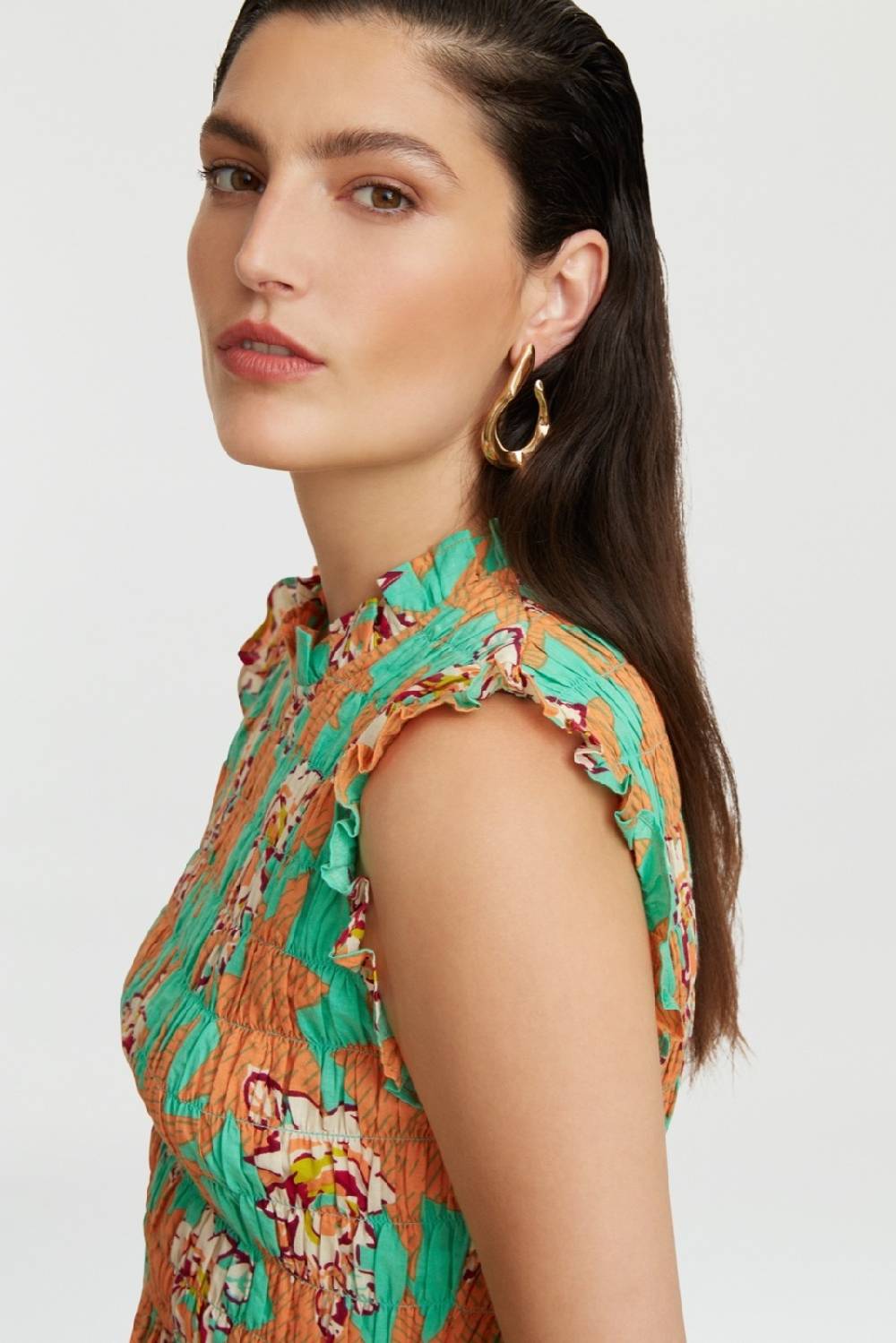 Lisa Corti Top Pineapple Star Flower Aqua