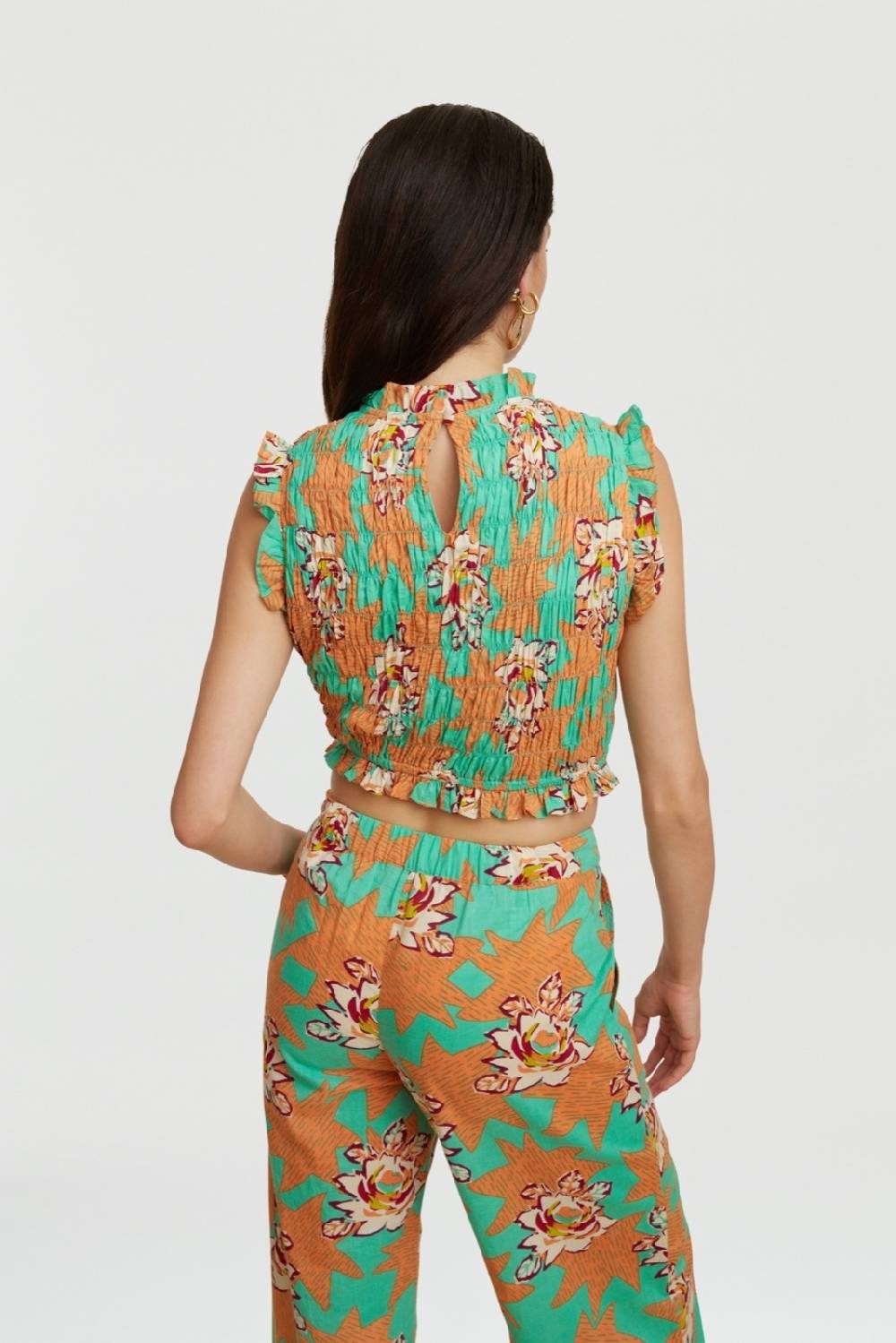 Lisa Corti Top Pineapple Star Flower Aqua