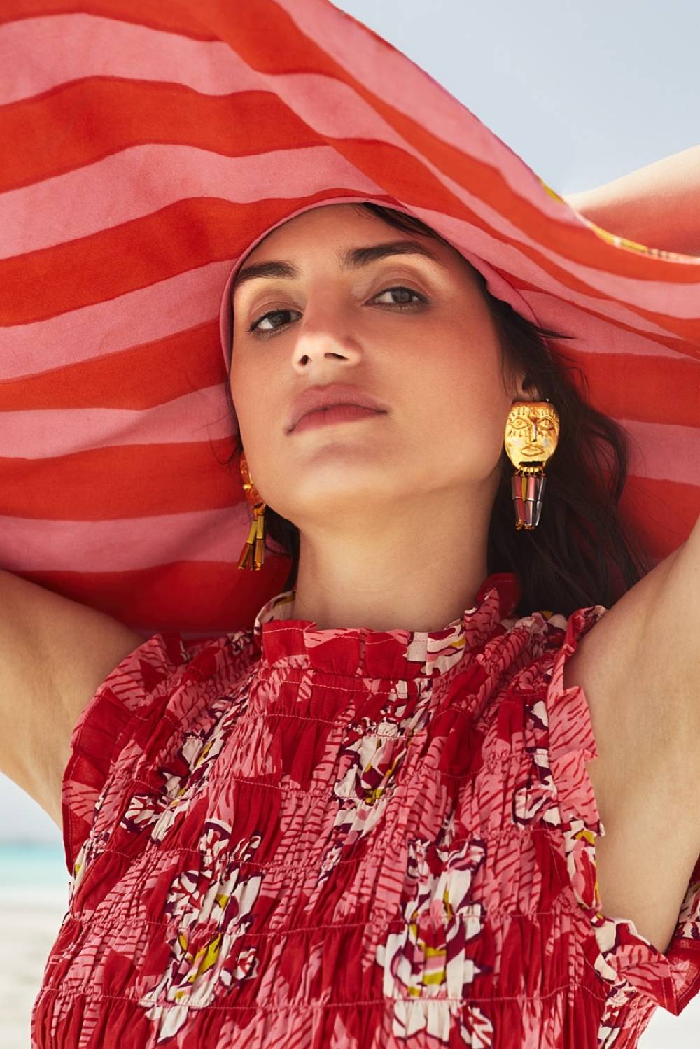 Lisa Corti Top Pineapple Star Flower Red