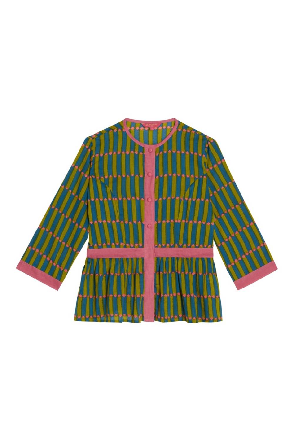 Lisa Corti Top Rainbow Diamond Stripes Acid Green