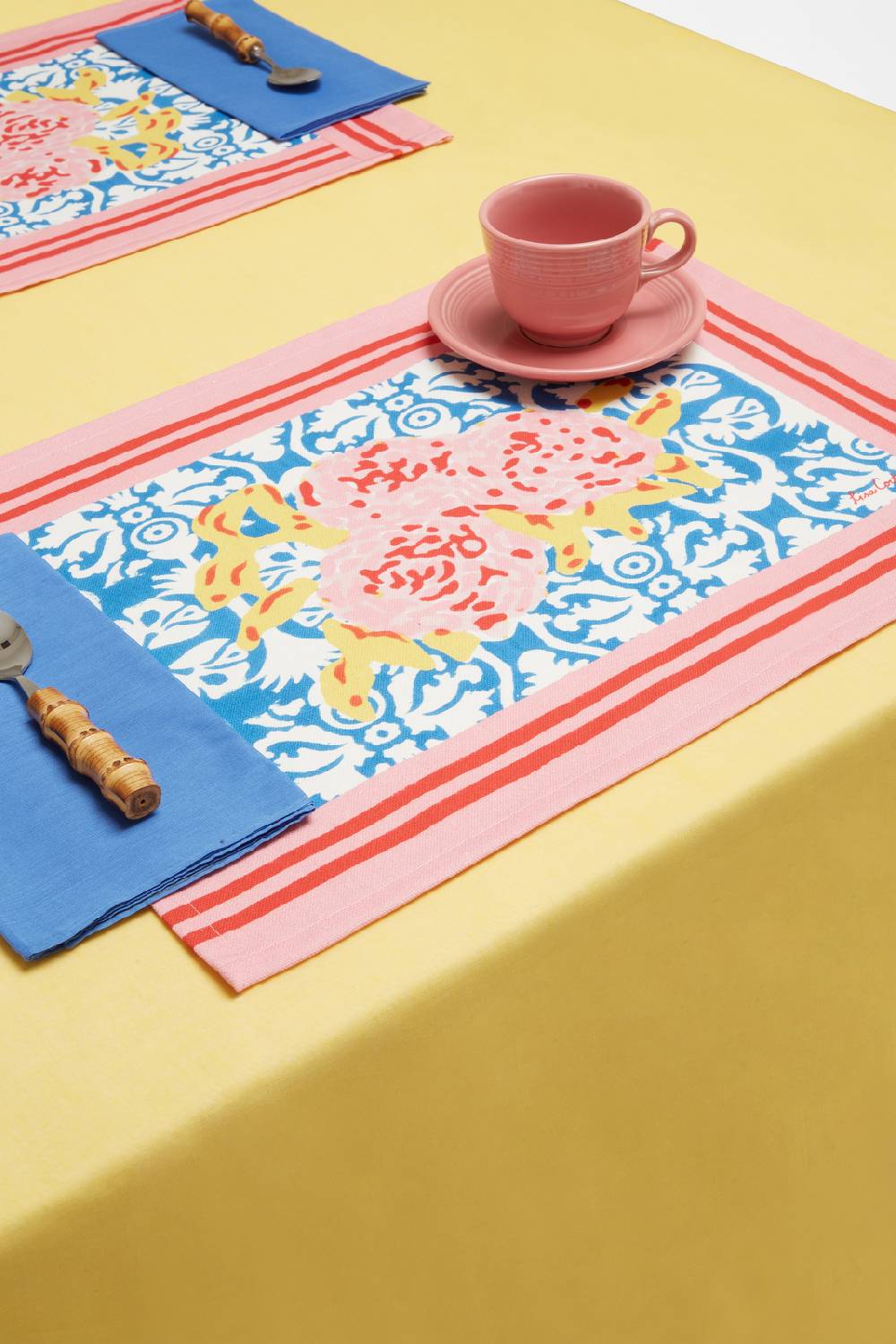 Lisa Corti Tovaglietta Cotone 35x48cm Dam Dam Blue