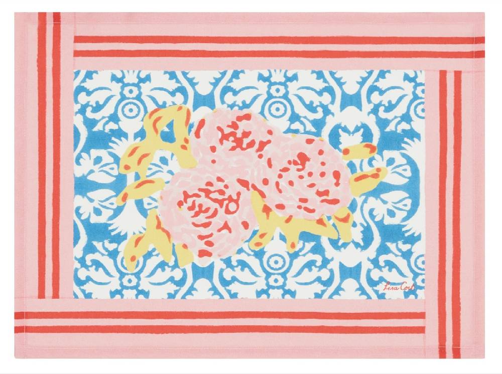 Lisa Corti tovaglietta cotone 35x48cm dam dam blue