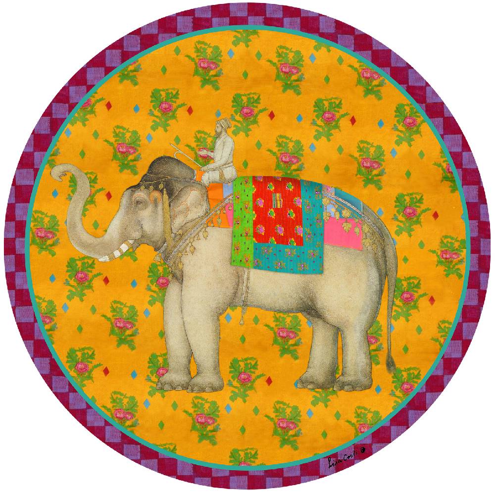 Lisa Corti tovaglietta rigida 39cm elephant gold