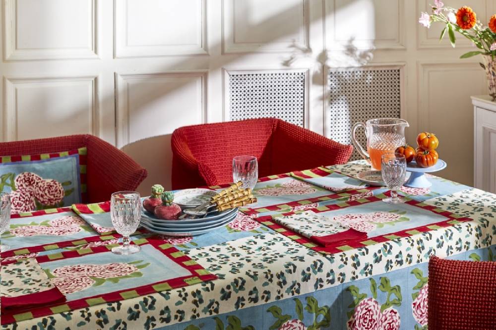 Lisa Corti Tovagliolo Cotone Leopard Stripes Sky