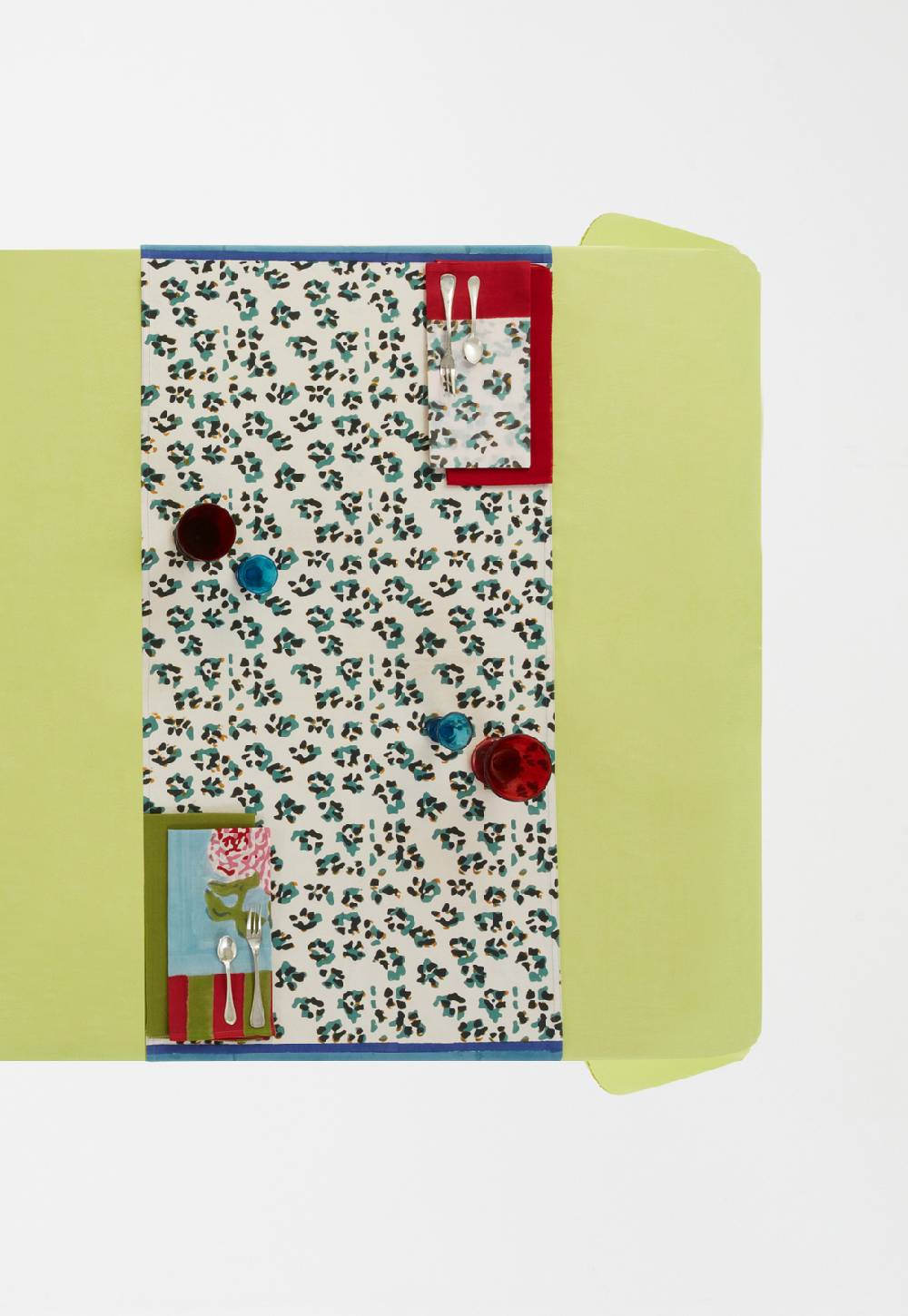 Lisa Corti Tovagliolo Cotone Leopard Touch Sky