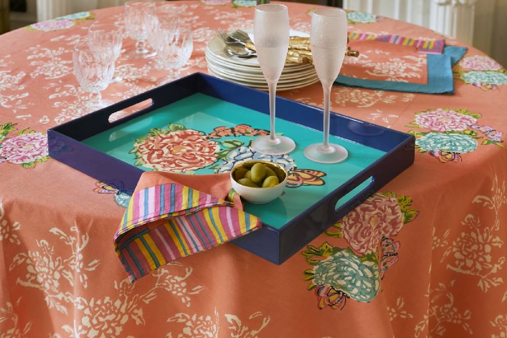 Lisa Corti Vassoio Rettangolare Queen Flower Green