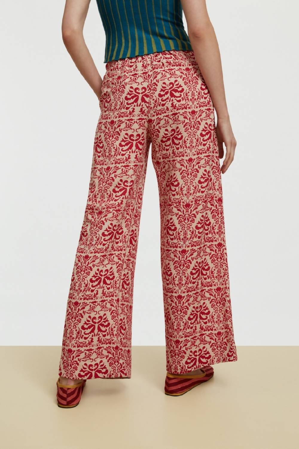 Lisa Corti Pantalone Myanmar Tangeri Damask Natural