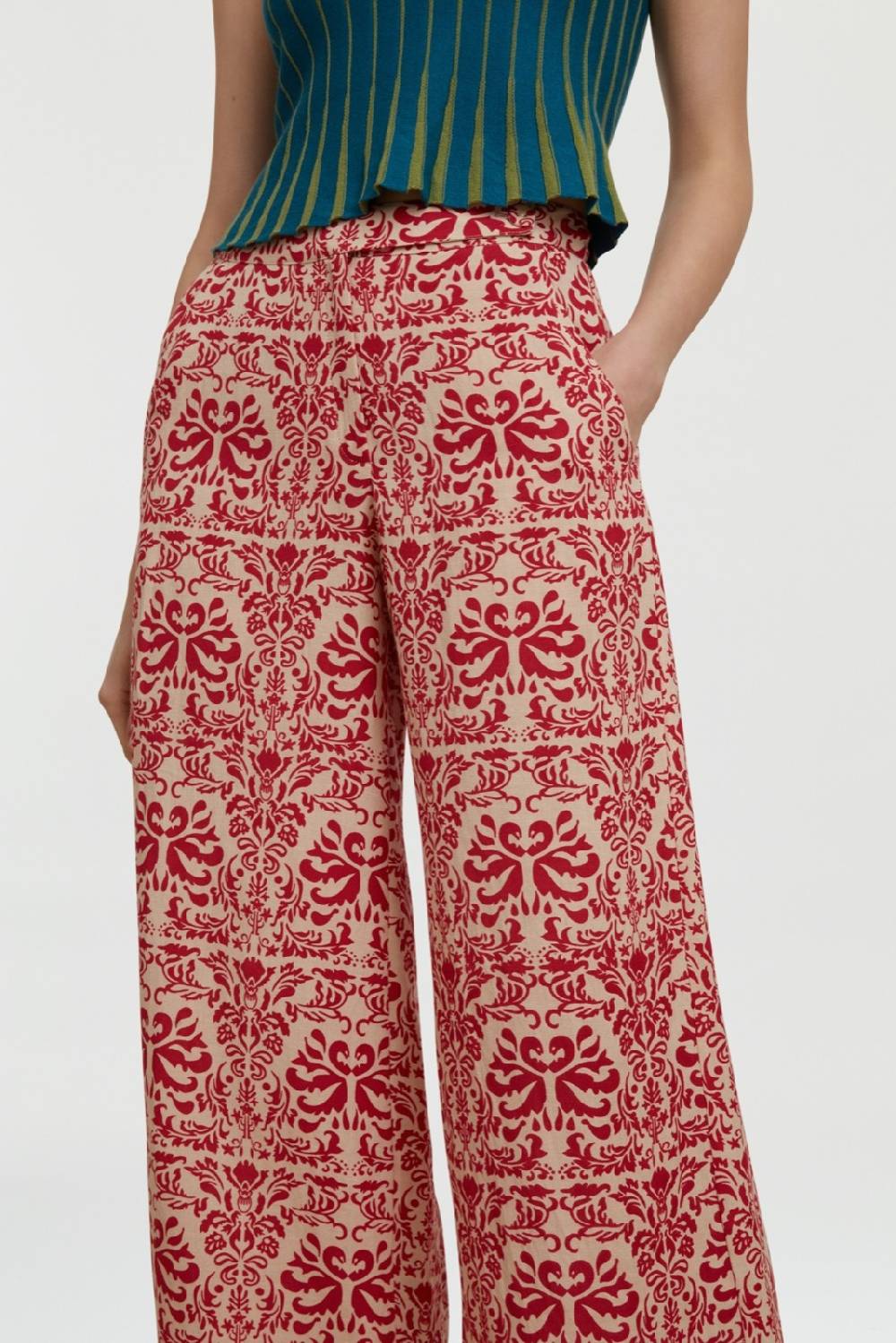 Lisa Corti Pantalone Myanmar Tangeri Damask Natural